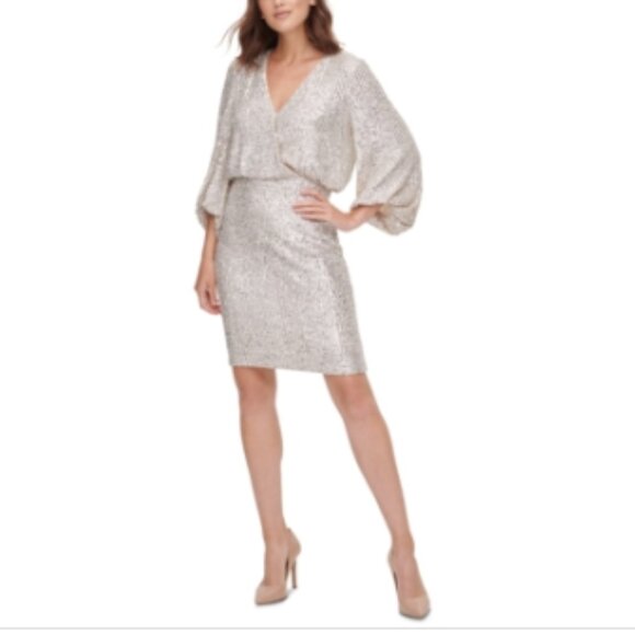 Eliza J Sequined Blouson Shift Dress - Picture 1 of 1
